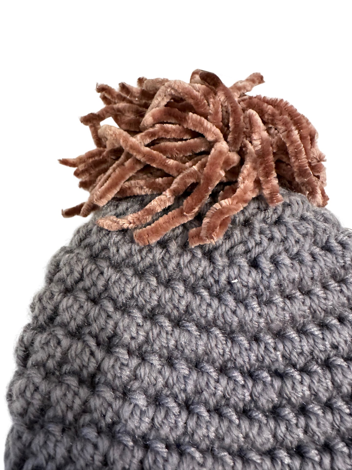 Hand Crocheted Baby Toddler Little Kid Knit Beanies with Fur Puffs