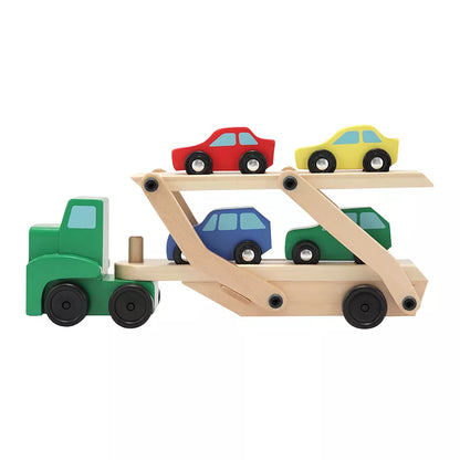 PERSONALIZED!  Car Carrier Wooden Truck with Wooden Cars.  Ideal Toy for Kids 3+
