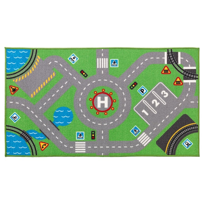 PERSONALIZED!  9 Piece Wooden Car Set with Personalized Race Track Rug HUGE Play Set