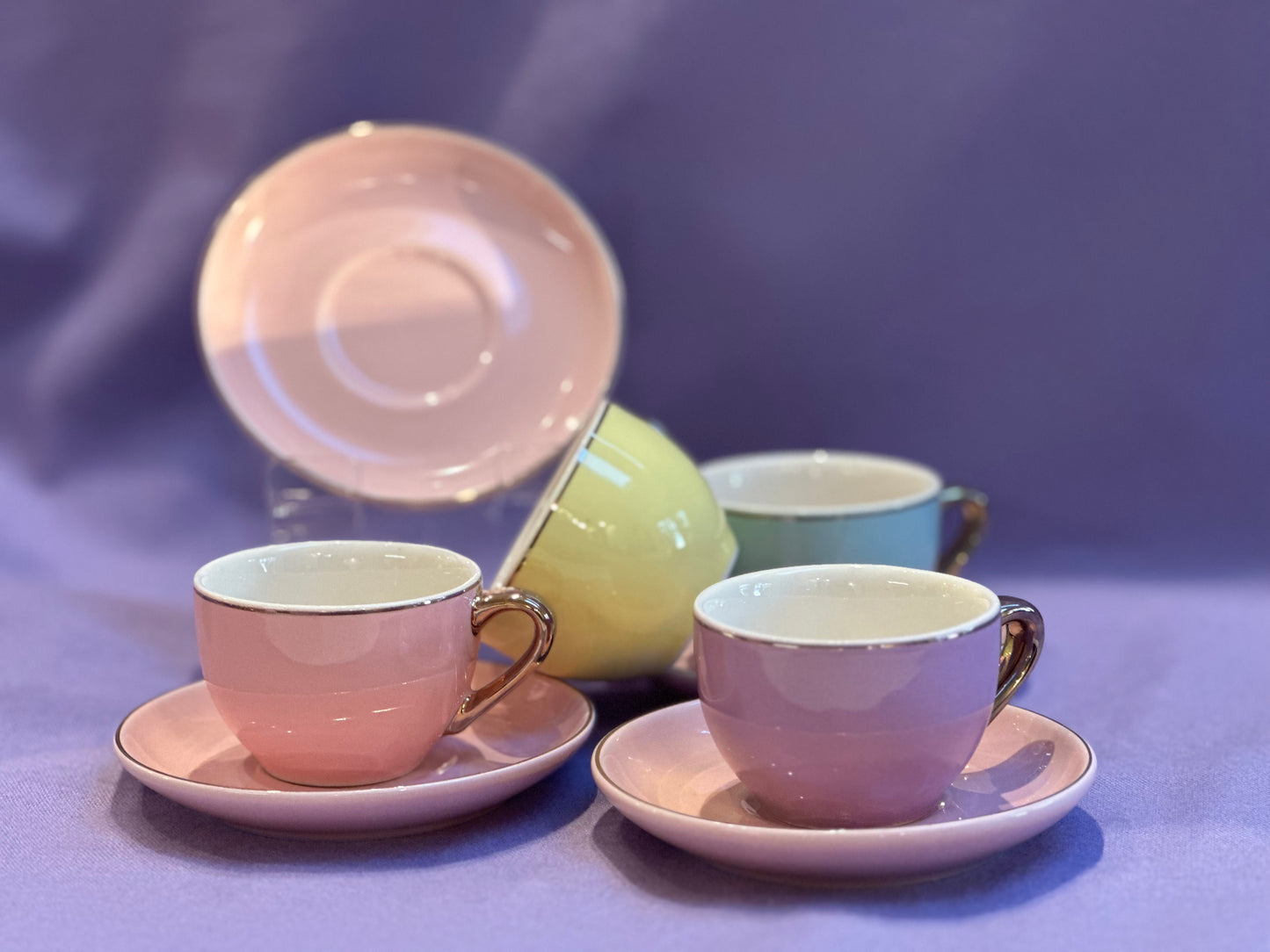 PERSONALIZED! Pastel, Gold Trimmed Hand Glazed Children's Porcelain Tea Set with Keepsake Box