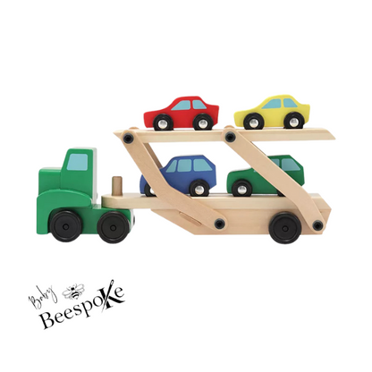 PERSONALIZED!  Car Carrier Wooden Truck with Wooden Cars.  Ideal Toy for Kids 3+