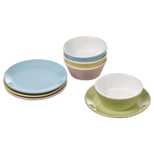 Pretend Kitchen Play Eight Piece Bowl and Plate Ceramic Set. Designed to Match our Ceramic Tea Party!
